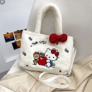Hello Kitty Embroidered Plush Tote Bag with Strap